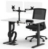 Formetiq Sit-Stand Desk, Veneto Chair & Accessories Bundle - Monitor Arm, Under Desk Power Module, Boost Power Module, Power Cable & Cable Spine - White