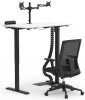 Formetiq Sit-Stand Desk, Veneto Chair & Accessories Bundle - Monitor Arm, Under Desk Power Module, Boost Power Module, Power Cable & Cable Spine - White
