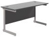 TC Single Upright Rectangular Desk with Single Cantilever Legs - 1400mm x 600mm - Black