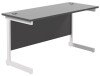 TC Single Upright Rectangular Desk with Single Cantilever Legs - 1400mm x 600mm - Black