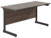 TC Single Upright Rectangular Desk with Single Cantilever Legs - 1400mm x 600mm - Dark Walnut (8-10 Week lead time)