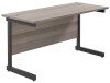 TC Single Upright Rectangular Desk with Single Cantilever Legs - 1400mm x 600mm - Grey Oak