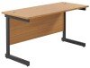 TC Single Upright Rectangular Desk with Single Cantilever Legs - 1400mm x 600mm - Nova Oak