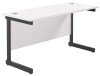 TC Single Upright Rectangular Desk with Single Cantilever Legs - 1400mm x 600mm - White
