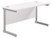 TC Single Upright Rectangular Desk with Single Cantilever Legs - 1400mm x 600mm - White