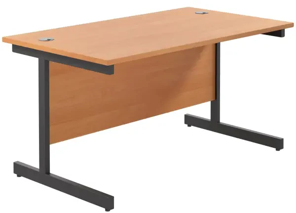 TC Single Upright Rectangular Desk with Single Cantilever Legs - 1400mm x 800mm - Beech