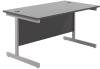 TC Single Upright Rectangular Desk with Single Cantilever Legs - 1400mm x 800mm - Black