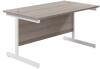 TC Single Upright Rectangular Desk with Single Cantilever Legs - 1400mm x 800mm - Grey Oak