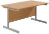 TC Single Upright Rectangular Desk with Single Cantilever Legs - 1400mm x 800mm - Nova Oak