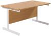 TC Single Upright Rectangular Desk with Single Cantilever Legs - 1400mm x 800mm - Nova Oak