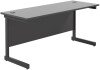 TC Single Upright Rectangular Desk with Single Cantilever Legs - 1600mm x 600mm - Black