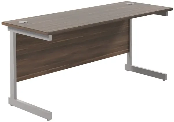 TC Single Upright Rectangular Desk with Single Cantilever Legs - 1600mm x 600mm - Dark Walnut (8-10 Week lead time)