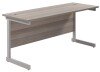 TC Single Upright Rectangular Desk with Single Cantilever Legs - 1800mm x 600mm - Grey Oak