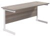TC Single Upright Rectangular Desk with Single Cantilever Legs - 1800mm x 600mm - Grey Oak