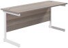 TC Single Upright Rectangular Desk with Single Cantilever Legs - 1600mm x 600mm - Grey Oak