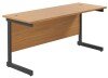 TC Single Upright Rectangular Desk with Single Cantilever Legs - 1800mm x 600mm - Nova Oak