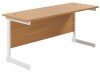 TC Single Upright Rectangular Desk with Single Cantilever Legs - 1800mm x 600mm - Nova Oak