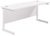 TC Single Upright Rectangular Desk with Single Cantilever Legs - 1600mm x 600mm - White