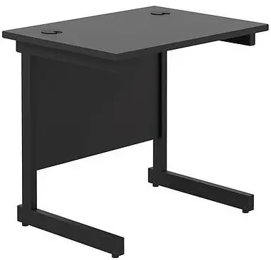 TC Single Upright Rectangular Desk with Single Cantilever Legs - 800mm x 600mm - Black