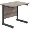 TC Single Upright Rectangular Desk with Single Cantilever Legs - 800mm x 600mm - Grey Oak