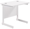 TC Single Upright Rectangular Desk with Single Cantilever Legs - 800mm x 600mm - White