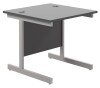 TC Single Upright Rectangular Desk with Single Cantilever Legs - 800mm x 800mm - Black