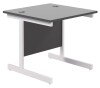 TC Single Upright Rectangular Desk with Single Cantilever Legs - 800mm x 800mm - Black