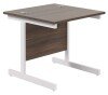 TC Single Upright Rectangular Desk with Single Cantilever Legs - 800mm x 800mm - Dark Walnut (8-10 Week lead time)