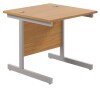 TC Single Upright Rectangular Desk with Single Cantilever Legs - 800mm x 800mm - Nova Oak