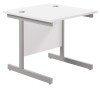 TC Single Upright Rectangular Desk with Single Cantilever Legs - 800mm x 800mm - White