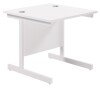 TC Single Upright Rectangular Desk with Single Cantilever Legs - 800mm x 800mm - White