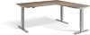 Lavoro Advance Corner Height Adjustable Desk - 1600 x 1600mm - Grey Nebraska Oak