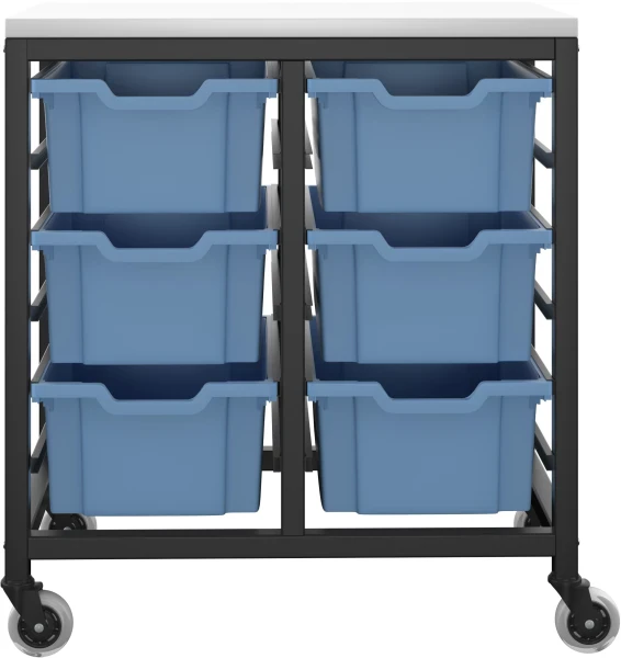 Titan 6 Draw Deep F2 Tray Royal Blue Mobile Storage Unit Black Frame White Top