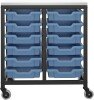 Titan 12 Draw Shallow F1 Tray Royal Blue Mobile Storage Unit Black Frame White Top