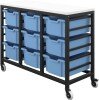 Titan 9 Draw Deep F2 Tray Royal Blue Mobile Storage Unit Black Frame White Top