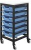 Titan 6 Draw Shallow F1 Tray Royal Blue Mobile Storage Unit Black Frame White Top