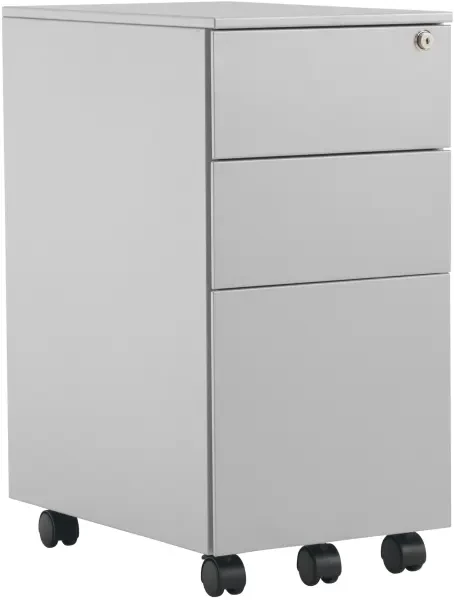 TC Talos - 3 Drawer Pedestal, Narrow, Under Desk, Steel - Silver