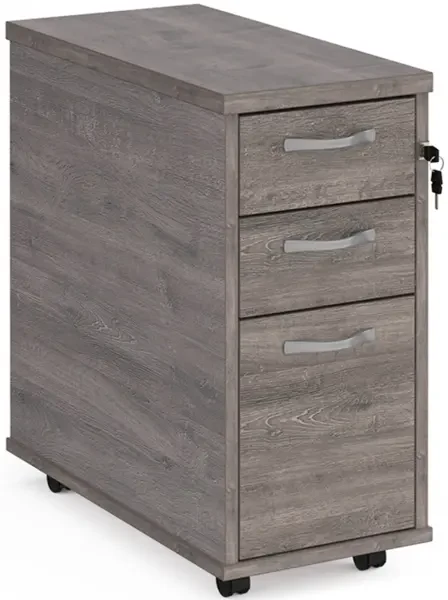 Gentoo Tall 3 Drawer Narrow Pedestal 630 x 300 x 600mm - Grey Oak