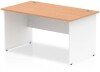 Dynamic Impulse Two-Tone Rectangular Desk with Panel End Legs - 1400mm x 800mm - Oak
