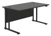 TC Twin Upright Rectangular Desk with Twin Cantilever Legs - 1200mm x 800mm - Black