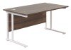 TC Twin Upright Rectangular Desk with Twin Cantilever Legs - 1200mm x 800mm - Dark Walnut (8-10 Week lead time)