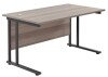 TC Twin Upright Rectangular Desk with Twin Cantilever Legs - 1400mm x 800mm - Grey Oak