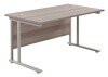 TC Twin Upright Rectangular Desk with Twin Cantilever Legs - 1200mm x 800mm - Grey Oak