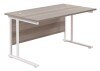 TC Twin Upright Rectangular Desk with Twin Cantilever Legs - 1200mm x 800mm - Grey Oak