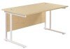 TC Twin Upright Rectangular Desk with Twin Cantilever Legs - 1400mm x 800mm - Maple (8-10 Week lead time)