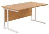 TC Twin Upright Rectangular Desk with Twin Cantilever Legs - 1400mm x 800mm - Nova Oak