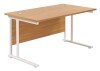 TC Twin Upright Rectangular Desk with Twin Cantilever Legs - 1200mm x 800mm - Nova Oak