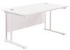TC Twin Upright Rectangular Desk with Twin Cantilever Legs - 1400mm x 800mm - White