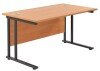 TC Twin Upright Rectangular Desk with Twin Cantilever Legs - 1400mm x 800mm - Beech