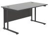 TC Twin Upright Rectangular Desk with Twin Cantilever Legs - 1400mm x 800mm - Black